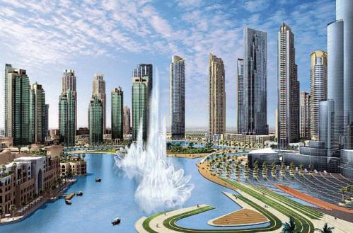 каскад фонтанов в Дубаи